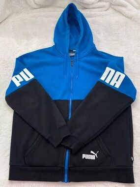Puma Blue and Black Full-Zip Hoodie